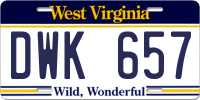 WV license plate DWK657