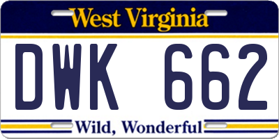 WV license plate DWK662