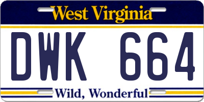 WV license plate DWK664