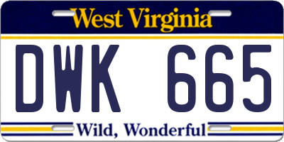 WV license plate DWK665