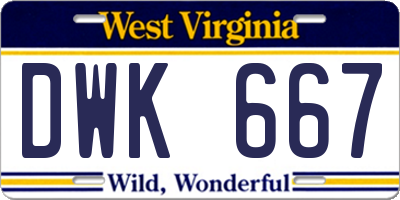 WV license plate DWK667