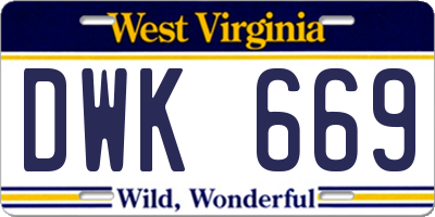 WV license plate DWK669