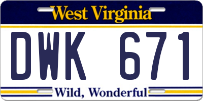 WV license plate DWK671