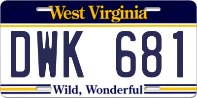 WV license plate DWK681