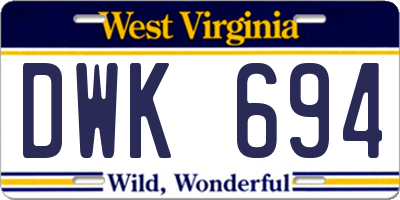WV license plate DWK694