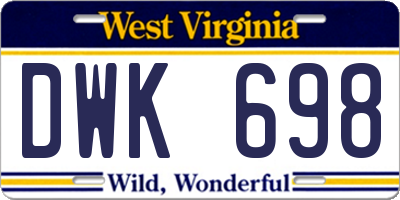WV license plate DWK698