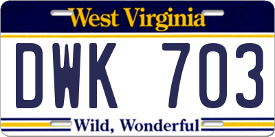 WV license plate DWK703