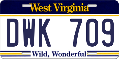 WV license plate DWK709