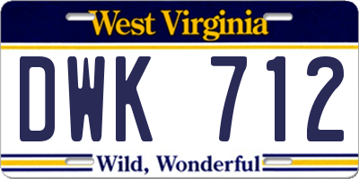 WV license plate DWK712