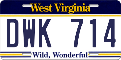 WV license plate DWK714