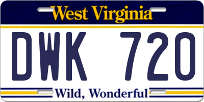 WV license plate DWK720
