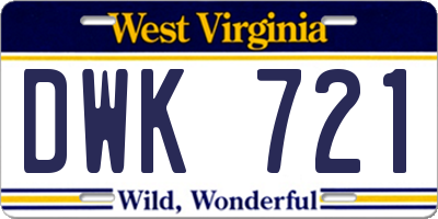 WV license plate DWK721