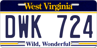 WV license plate DWK724