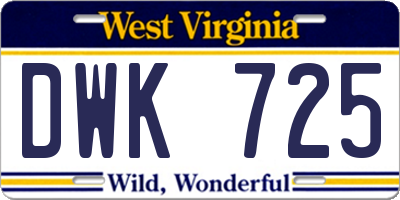 WV license plate DWK725