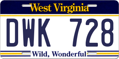 WV license plate DWK728