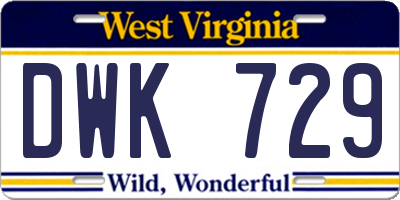WV license plate DWK729