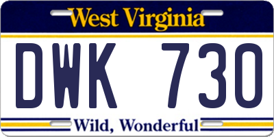 WV license plate DWK730