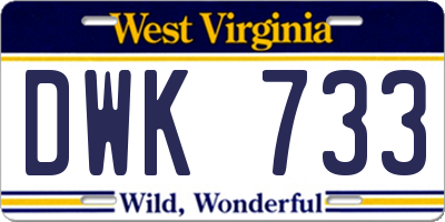WV license plate DWK733