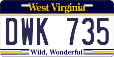 WV license plate DWK735