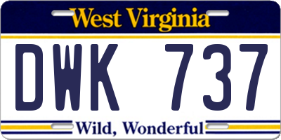 WV license plate DWK737