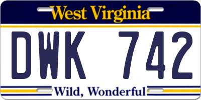 WV license plate DWK742