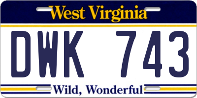 WV license plate DWK743