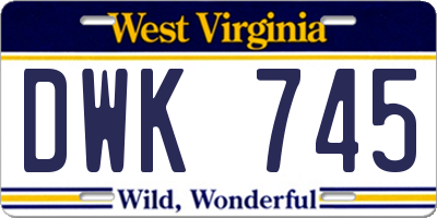 WV license plate DWK745