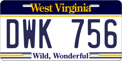 WV license plate DWK756