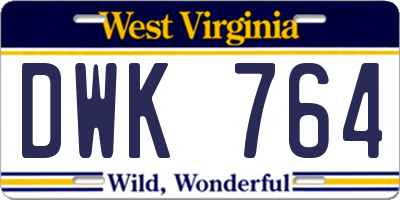 WV license plate DWK764