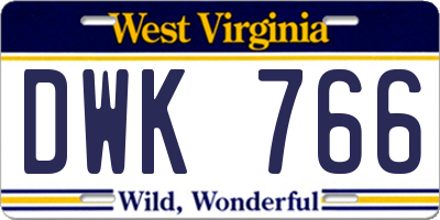 WV license plate DWK766