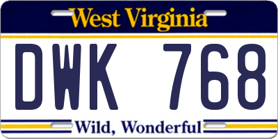 WV license plate DWK768