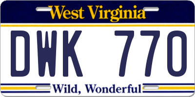 WV license plate DWK770
