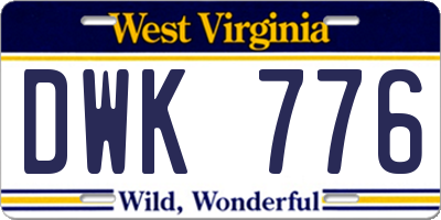 WV license plate DWK776