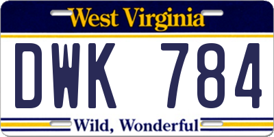 WV license plate DWK784