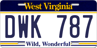 WV license plate DWK787