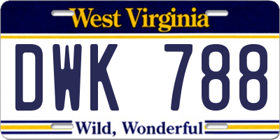 WV license plate DWK788
