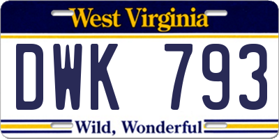 WV license plate DWK793