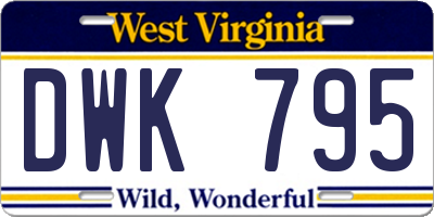 WV license plate DWK795