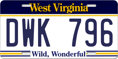 WV license plate DWK796