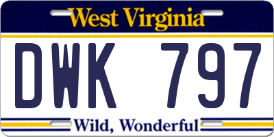 WV license plate DWK797