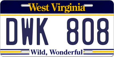 WV license plate DWK808