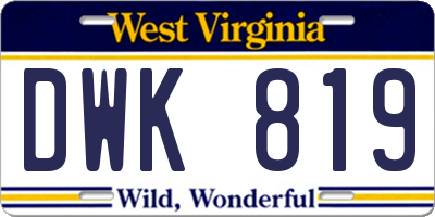 WV license plate DWK819