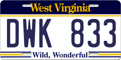 WV license plate DWK833