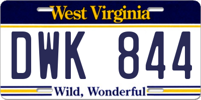 WV license plate DWK844