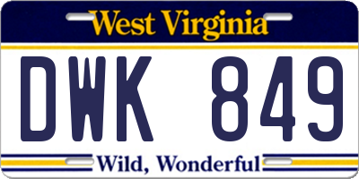 WV license plate DWK849