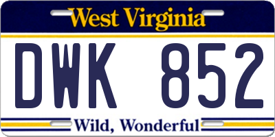WV license plate DWK852