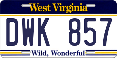 WV license plate DWK857