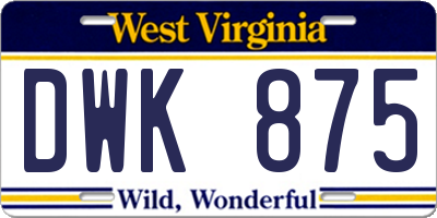 WV license plate DWK875