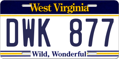 WV license plate DWK877