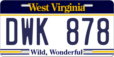 WV license plate DWK878